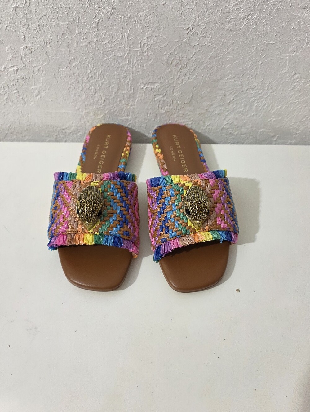 Kurt Geiger Multicolor Braided Slide SandalsKurt Geiger Multicolor Raffia Slide
